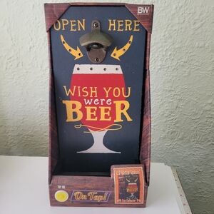 Wooden Bottle Opener Free Standing OR Wall Sign "Wish You Were Beer" Lights Up